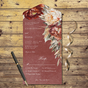 Vintage Rust & Cream Peonies Janta Floral