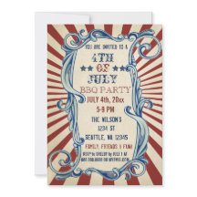 Vintage Rustic 4° de julho Convites de festas de C