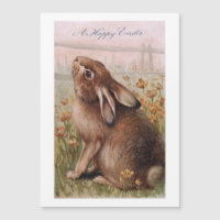 Vintage Rustic Brown Easter Bunny & Wilflower