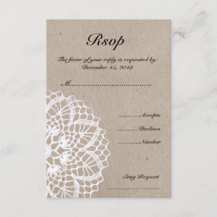 Vintage Rustic Doily Wedding RSVP Card