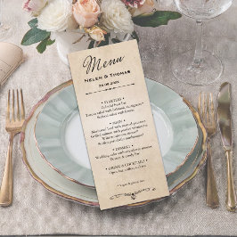 Vintage Rustic Parerging Menu Weding