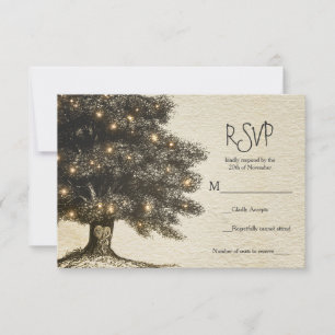 Vintage Rustic Tree & Lights Weding RSVP