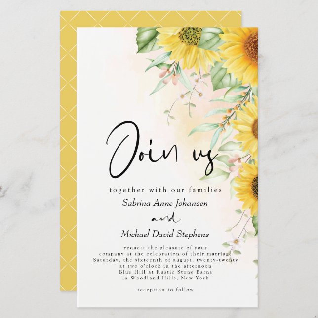 Vintage Rustic Vintage Amarelo Sunflower Baixo Orç (Frente/Verso)