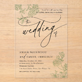 Vintage Sage Green Floral Minimalist Wedding