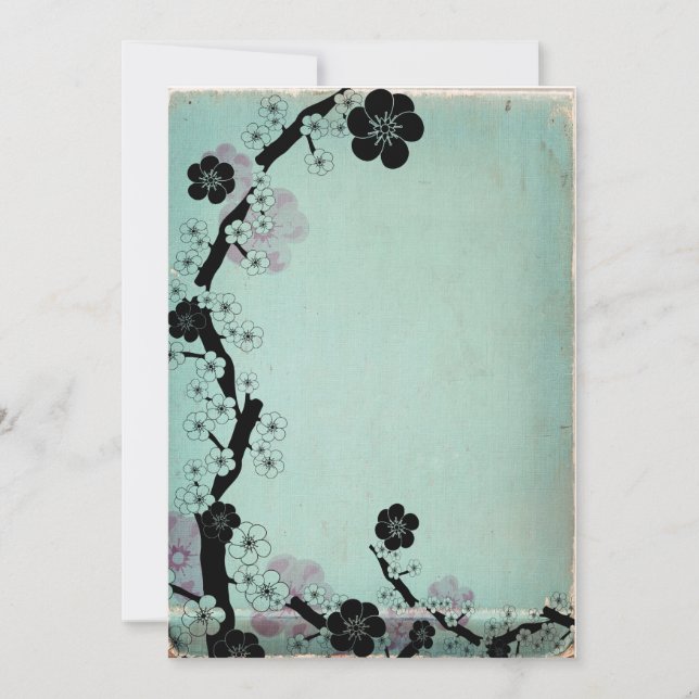 Vintage sakura flores convites (Frente)