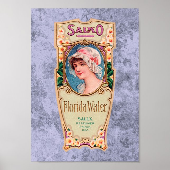 Vintage Salko Florida Water Perfume Label Poster (Frente)