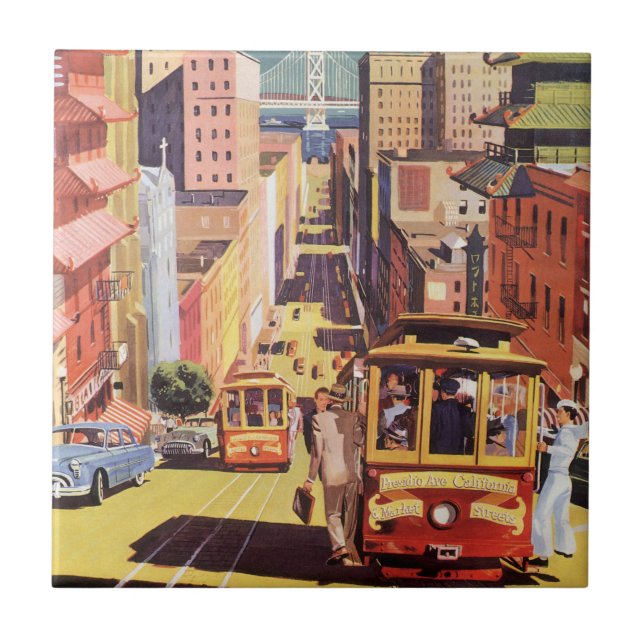 Vintage San Francisco Cable Cars Poster de viagens (Frente)