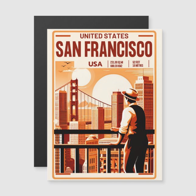 Vintage San Francisco City Balcony view Califórnia (Frente/Verso)