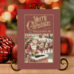 Vintage Santa Claus - Cartão de Natal Retroativo<br><div class="desc">Mande o espírito do estilo retrô de Natal com esta charmosa carta de natais vintages do Papai Noel. Deixe um toque de nostalgia de férias aquecer o dia de alguém. Um design de Santa Claus retrógrado traz lembranças do passado natalício e ajuda a criar memórias nessa época de férias. Espalhe...</div>