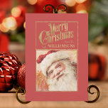 Vintage Santa Claus - Cartão de Natal Retroativo<br><div class="desc">Mande o espírito do estilo retrô de Natal com esta charmosa carta de natais vintages do Papai Noel. Deixe um toque de nostalgia de férias aquecer o dia de alguém. Um design de Santa Claus retrógrado traz lembranças do passado natalício e ajuda a criar memórias nessa época de férias. Espalhe...</div>