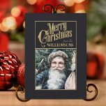 Vintage Santa Claus - Cartão de Natal Retroativo<br><div class="desc">Mande o espírito do estilo retrô de Natal com esta charmosa carta de natais vintages do Papai Noel. Deixe um toque de nostalgia de férias aquecer o dia de alguém. Um design de Santa Claus retrógrado traz lembranças do passado natalício e ajuda a criar memórias nessa época de férias. Espalhe...</div>
