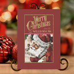 Vintage Santa Claus - Cartão de Natal Retroativo<br><div class="desc">Mande o espírito do estilo retrô de Natal com esta charmosa carta de natais vintages do Papai Noel. Deixe um toque de nostalgia de férias aquecer o dia de alguém. Um design de Santa Claus retrógrado traz lembranças do passado natalício e ajuda a criar memórias nessa época de férias. Espalhe...</div>