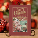 Vintage Santa Claus - Cartão de Natal Retroativo<br><div class="desc">Mande o espírito do estilo retrô de Natal com esta charmosa carta de natais vintages do Papai Noel. Deixe um toque de nostalgia de férias aquecer o dia de alguém. Um design de Santa Claus retrógrado traz lembranças do passado natalício e ajuda a criar memórias nessa época de férias. Espalhe...</div>