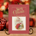 Vintage Santa Claus - Cartão de Natal Retroativo<br><div class="desc">Mande o espírito do estilo retrô de Natal com esta charmosa carta de natais vintages do Papai Noel. Deixe um toque de nostalgia de férias aquecer o dia de alguém. Um design de Santa Claus retrógrado traz lembranças do passado natalício e ajuda a criar memórias nessa época de férias. Espalhe...</div>