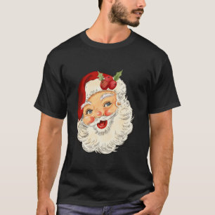 Vintage Santa Claus Face Camisa Natal Xmas Sant