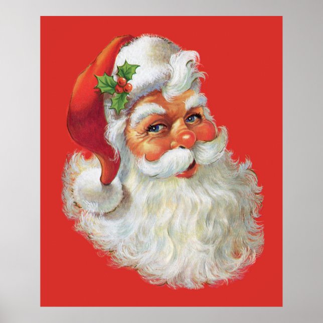 vintage santa claus retrato poster (Frente)