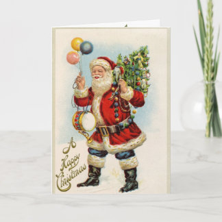 Vintage Santa Clause Convite de Saudação de Natal