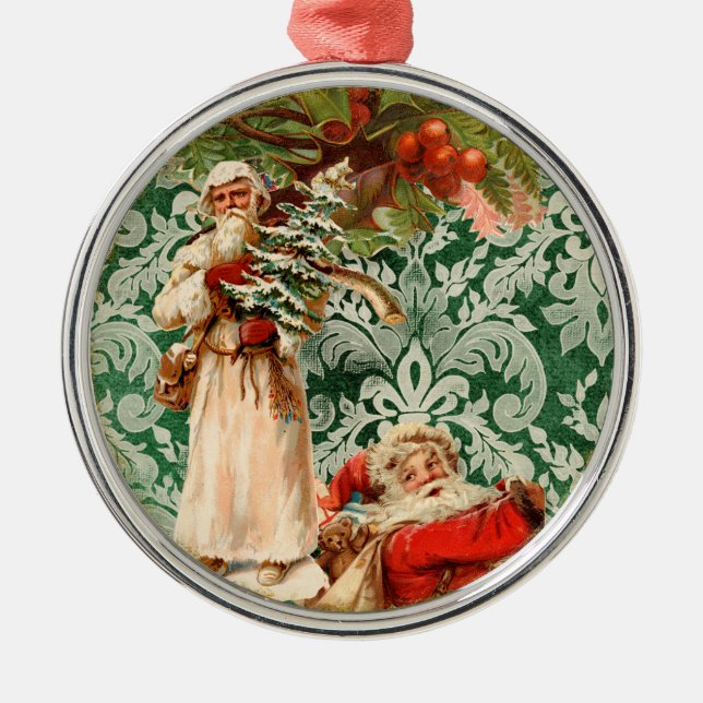 Vintage Santas n Holly Elegant Enfeites de natal (Frente)