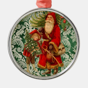 Vintage Santas n Holly Elegant Enfeites de natal