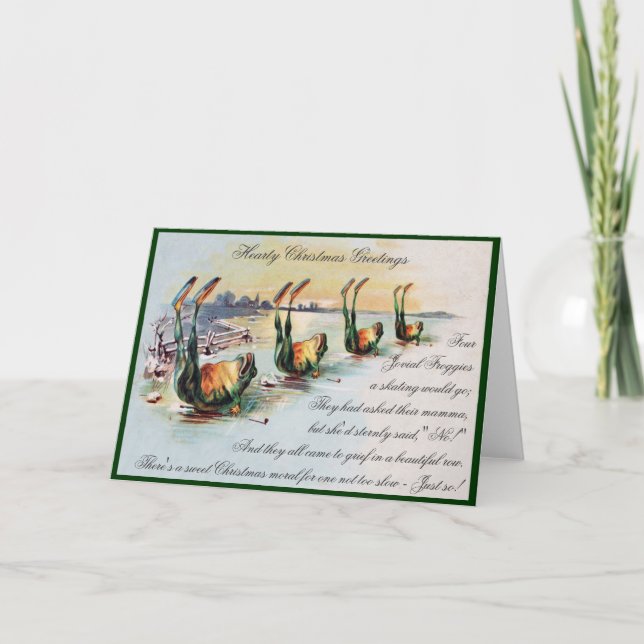 Vintage Sapos Engraçados Cartão de Saudação de Nat (Frente)