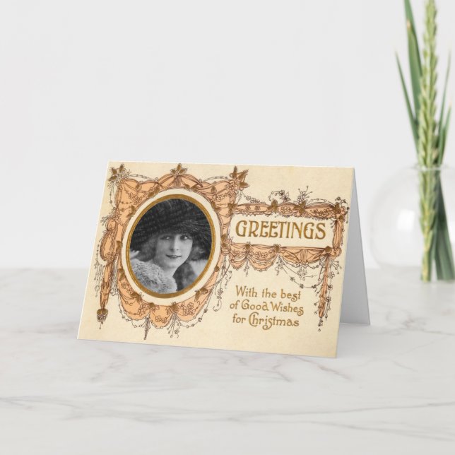 Vintage Saudações Cartão de Natal (Frente)