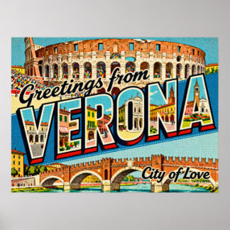 Vintage Saudações de Verona Poster