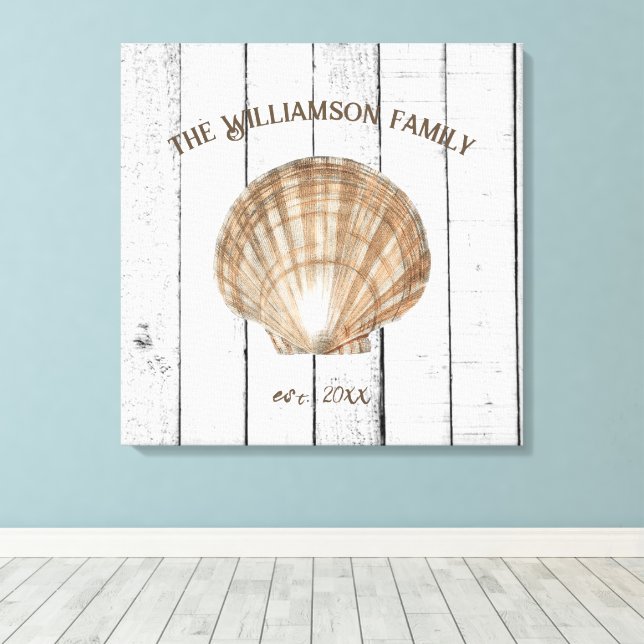 Vintage Scallop Shell Canvas (Insitu(piso de madeira))