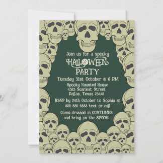 Vintage Scary Skull Halloween Convite