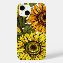 Vintage Scenic Sunflower iPhone 14 15 16 caixa fin