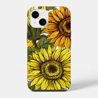 Vintage Scenic Sunflower iPhone 14 15 16 caixa fin