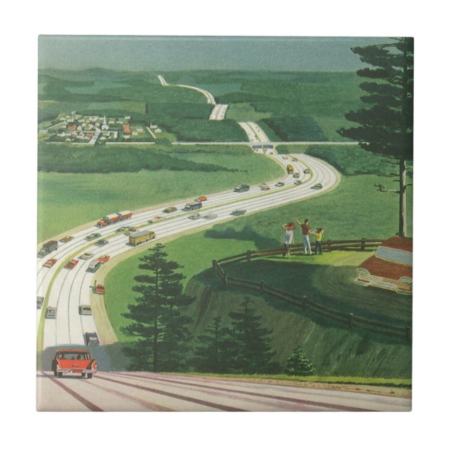 Vintage Scense American Highways, Cars Road Trip (Frente)