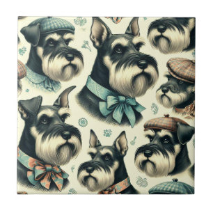 Vintage Schnauzer Ilustração Sem Costura