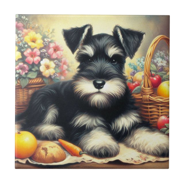 Vintage Schnauzer Pintura (Frente)