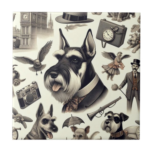 Vintage Schnauzer Seamless (Frente)