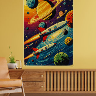 Vintage Sci-Fi Space Poster - Datas de Aventura Có