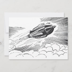 Vintage Science Ficeship Rocket in Clouds