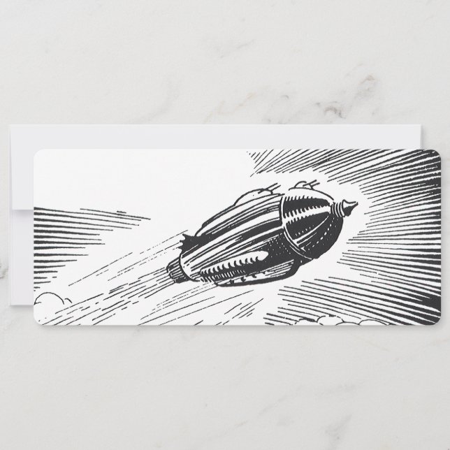 Vintage Science Ficeship Rocket in Clouds (Frente)