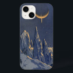 Vintage Science Ficet, Crescent Moon Snow Planet<br><div class="desc">Ilustração vintage: planetas futuristas de ficção científica e imagem espacial. Um 50 de quadrinhos retrô sci fi com um planeta estrangeiro coberto de gelo e neve à noite com uma lua crescente sobre as montanhas no inverno.</div>