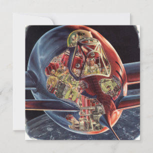 Vintage Science Fiction Astronaut Rocket Spaceship