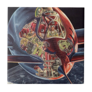 Vintage Science Fiction Astronaut Rocket Spaceship