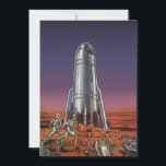 Vintage Science Fiction, Astronautas Beetle Aliens<br><div class="desc">Imagem de vintage: viagem de ficção científica futurista e imagem de foguete de transporte. Astronautas correndo até seu foguete escapando de aliens em forma de besouro em um planeta estrangeiro tentando voltar para a terra. Um clássico design de ficção científica de quadrinhos retrógrados do 50 do futuro.</div>