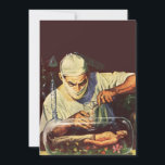 Vintage Science Fiction, Laboratory Mad Scientist<br><div class="desc">Vintage ilustra imagem futurista do laboratório de Ficção Científica com um cientista louco experimentando um ser humano em miniatura. O cientista maluco está misturando uma poção de elixir para despertar o robô macho adormecido em seu laboratório. Um clássico design de quadrinhos retrô de ficção científica.</div>