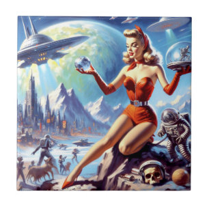 Vintage Science Fiction Mulher de 1950