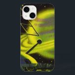 Vintage Science Fiction Neon Green Planet w Rings<br><div class="desc">Ilustração vintage: planetas futuristas de ficção científica e imagem espacial. Uma estação espacial com aliens astronautas numa lua com vista a um grande planeta verde neon com anéis. Um clássico design de quadrinhos retrô de ficção científica.</div>
