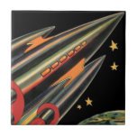 Vintage Science Fiction Roket Ship by Space Stars<br><div class="desc">Ilustração de safra futurista e imagem de ficção científica de planetas. Um clássico design de ficção científica em quadrinhos retrô,  do futuro,  com um viagem e um foguete de transporte viajando pelo espaço através das estrelas e da lua no caminho de volta à Terra.</div>