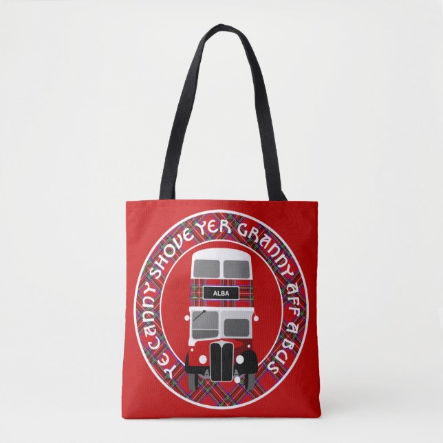 Vintage Scottish Tartan Double-decker bus tote bag (Frente)