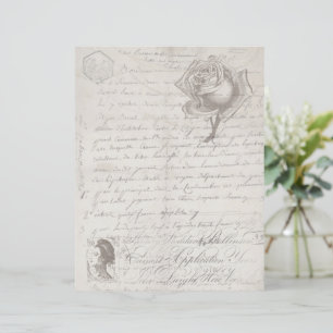 Vintage Script Antiquado Scrapbook Paper
