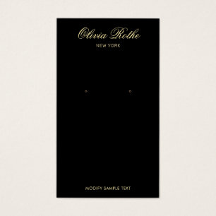 Vintage Script Black Earring Display