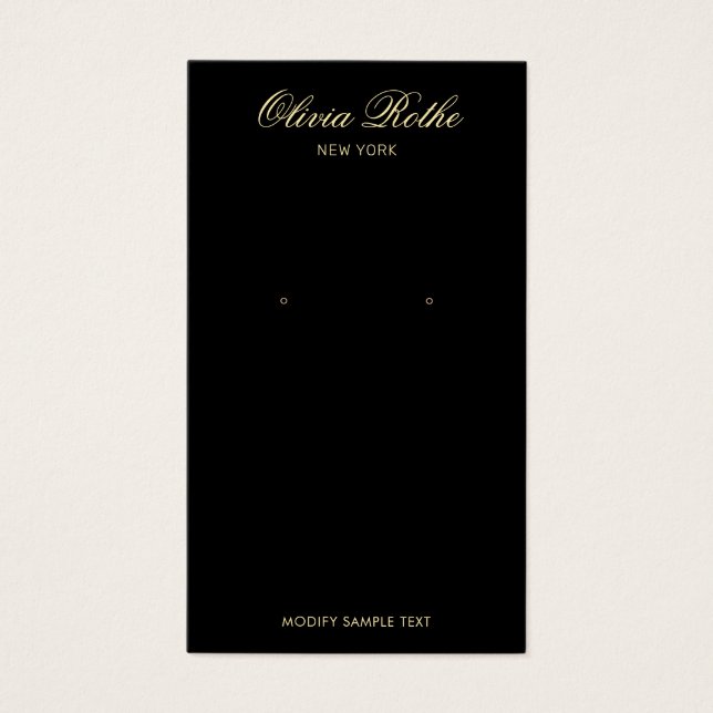 Vintage Script Black Earring Display (Frente)