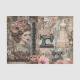 Vintage Seamstress Papel de Tecido de Decoupage do
